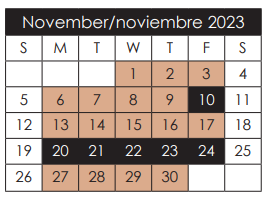 District School Academic Calendar for Salvador Sanchez Middle for November 2023