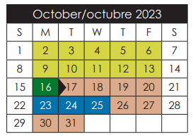 District School Academic Calendar for H D Hilley Elementary for October 2023