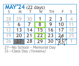 District School Academic Calendar for Next Wave Junior High for May 2024