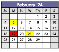 District School Academic Calendar for Monroe Primary Center for February 2024