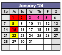 District School Academic Calendar for Jefferson Intermediate Center for January 2024