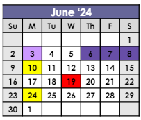 District School Academic Calendar for Monroe Primary Center for June 2024