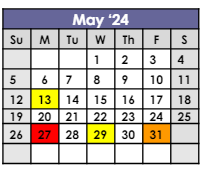 District School Academic Calendar for Lasalle Intermediate Academy for May 2024