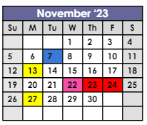 District School Academic Calendar for Greene Intermediate Center for November 2023