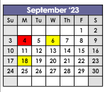 District School Academic Calendar for Nuner Primary Center for September 2023