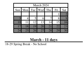 District School Academic Calendar for Corydon Intermediate School for March 2024