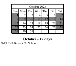 District School Academic Calendar for Corydon Intermediate School for October 2023