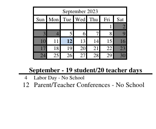 District School Academic Calendar for Corydon Intermediate School for September 2023