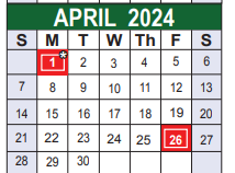 District School Academic Calendar for Big Country Elementary for April 2024