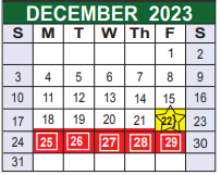 District School Academic Calendar for Big Country Elementary for December 2023