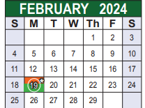 District School Academic Calendar for Bexar Co J J A E P for February 2024