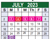 District School Academic Calendar for Francis R Scobee Junior High for July 2023