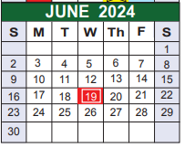 District School Academic Calendar for Bexar Co J J A E P for June 2024