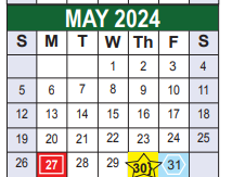 District School Academic Calendar for Bexar Co J J A E P for May 2024