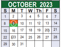 District School Academic Calendar for Indian Creek Elementary for October 2023