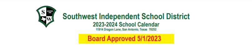 District School Academic Calendar for Big Country Elementary