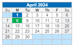 District School Academic Calendar for James A Harmon Elementary School for April 2024