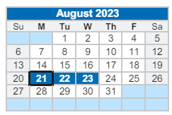 District School Academic Calendar for James A Harmon Elementary School for August 2023