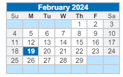 District School Academic Calendar for James A Harmon Elementary School for February 2024