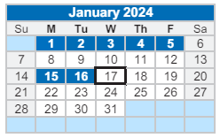 District School Academic Calendar for James A Harmon Elementary School for January 2024