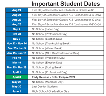 District School Academic Calendar Legend for James A Harmon Elementary School