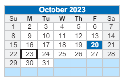 District School Academic Calendar for James A Harmon Elementary School for October 2023