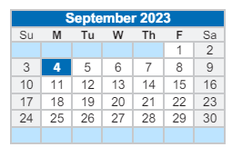 District School Academic Calendar for James A Harmon Elementary School for September 2023