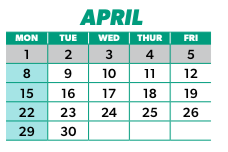 District School Academic Calendar for Garfield Elementary for April 2024
