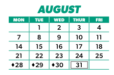 District School Academic Calendar for Ridgeview Elementary for August 2023