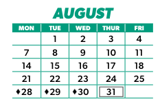 District School Academic Calendar for Jefferson Elementary for August 2023