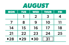 District School Academic Calendar for Hamblen Elementary for August 2023