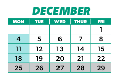District School Academic Calendar for Audubon Elementary for December 2023