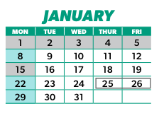 District School Academic Calendar for Grant Elementary for January 2024