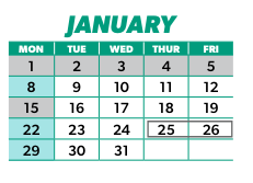District School Academic Calendar for Jefferson Elementary for January 2024
