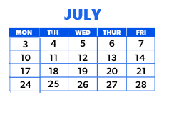 District School Academic Calendar for Hamblen Elementary for July 2023