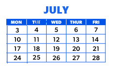 District School Academic Calendar for Whitman Elementary for July 2023