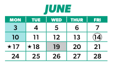 District School Academic Calendar for Hamblen Elementary for June 2024