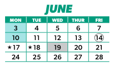 District School Academic Calendar for Jefferson Elementary for June 2024