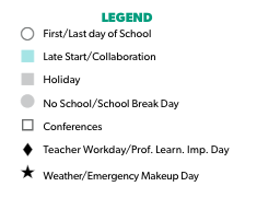 District School Academic Calendar Legend for Westview Elementary