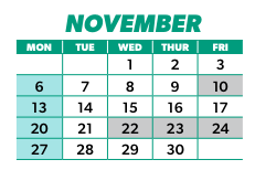 District School Academic Calendar for A-3 Multiagency Adolescent Prog for November 2023