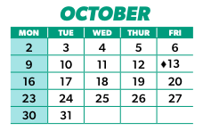 District School Academic Calendar for The Healing Lodge for October 2023
