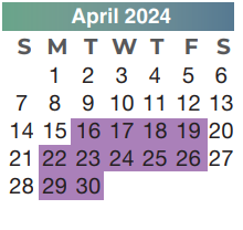 District School Academic Calendar for School For Accelerated Lrn for April 2024