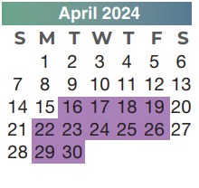 District School Academic Calendar for Beneke Elementary for April 2024