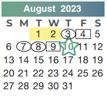 District School Academic Calendar for Westfield High School for August 2023