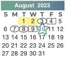 District School Academic Calendar for Meyer Elementary School for August 2023