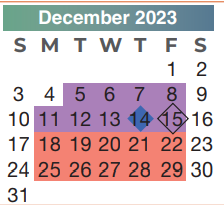 District School Academic Calendar for Andy Dekaney High School for December 2023