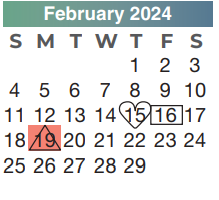 District School Academic Calendar for Donna Lewis Elementary for February 2024