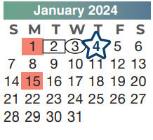 District School Academic Calendar for School For Accelerated Lrn for January 2024