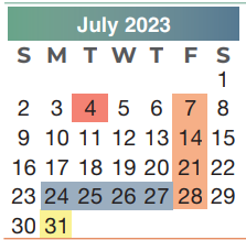District School Academic Calendar for Stelle Claughton Middle School for July 2023