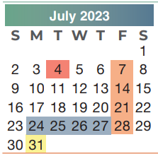 District School Academic Calendar for Ginger Mcnabb Elementary for July 2023